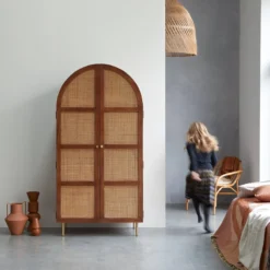 Lisbeth - Armoire En Orme Et Cannage