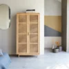 Luis - Armoire En Orme Massif Et Cannage
