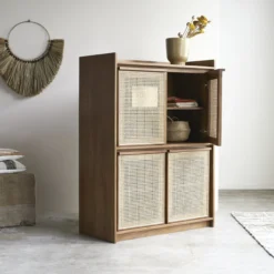 Roots - Armoire En Teck Massif Recyclé Et Cannage -Homezia Soldes Boutique 1200 1200 armoire en teck massif et cannage roots 3