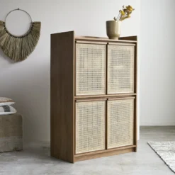 Roots - Armoire En Teck Massif Recyclé Et Cannage -Homezia Soldes Boutique 1200 1200 armoire en teck massif et cannage roots 6