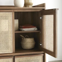 Roots - Armoire En Teck Massif Recyclé Et Cannage -Homezia Soldes Boutique 1200 1200 armoire en teck massif et cannage roots 7