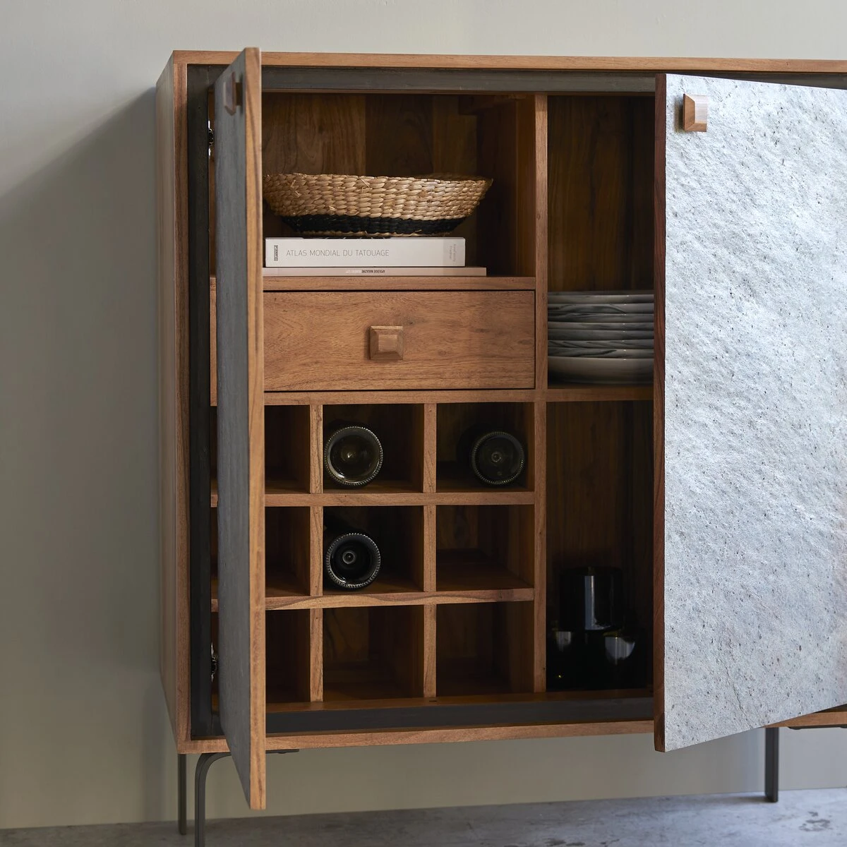 Temis - Bahut Bar En Acacia 90 Cm 2 Temis - Bahut Bar En Acacia 90 Cm – Image 2