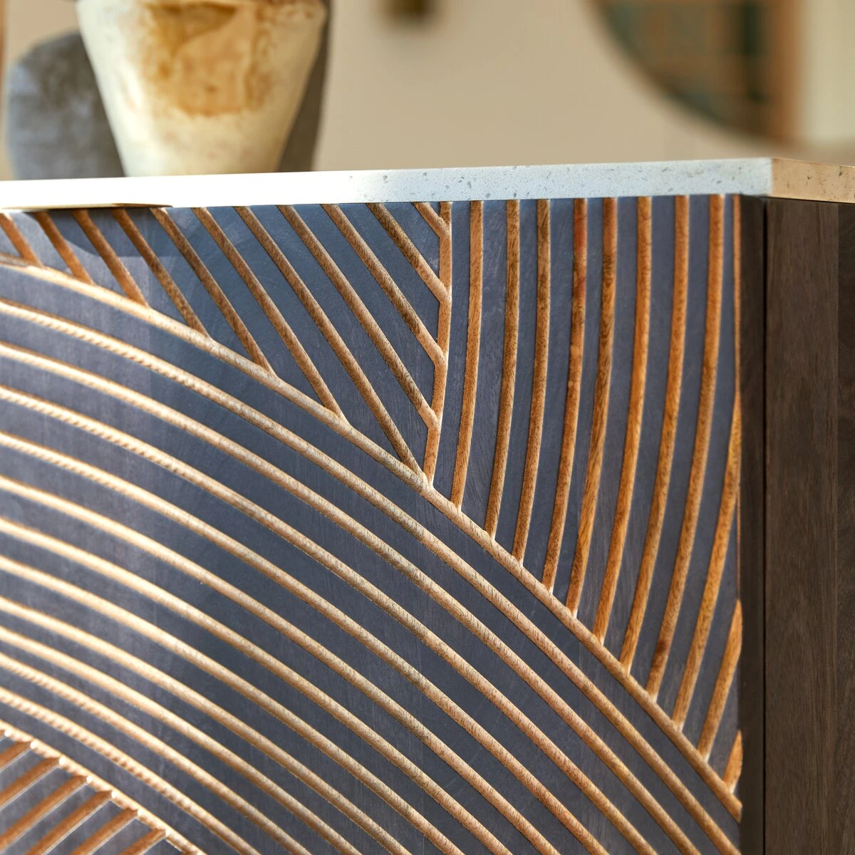 Bilal - Bahut En Manguier Massif Et Terrazzo 80 Cm 2 Bilal - Bahut En Manguier Massif Et Terrazzo 80 Cm – Image 2