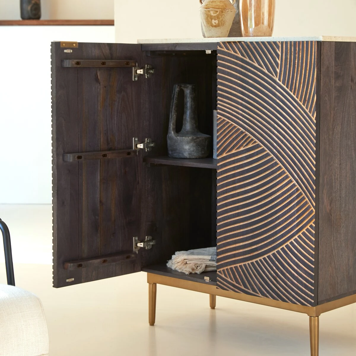 Bilal - Bahut En Manguier Massif Et Terrazzo 80 Cm 3 Bilal - Bahut En Manguier Massif Et Terrazzo 80 Cm – Image 3