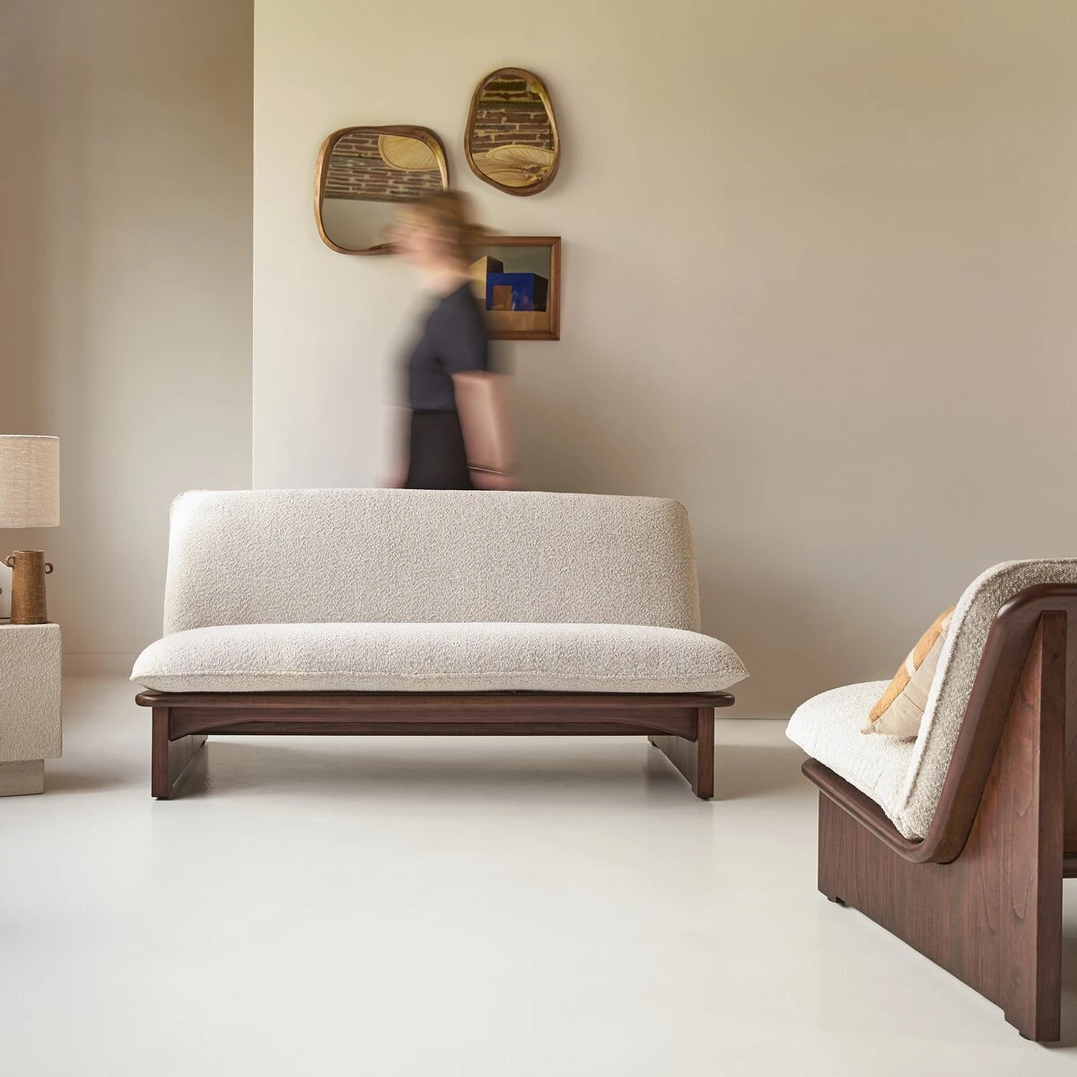 Folk - Banquette En Mindi Massif Et Tissu écru 2 Places 9 Folk - Banquette En Mindi Massif Et Tissu écru 2 Places – Image 9