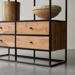 Agra - Bibliothèque En Acacia Massif Et Métal -Homezia Soldes Boutique 1200 1200 bibliotheque en acacia massif et metal agra 4