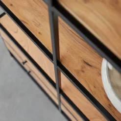 Agra - Bibliothèque En Acacia Massif Et Métal -Homezia Soldes Boutique 1200 1200 bibliotheque en acacia massif et metal agra 5