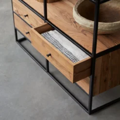 Agra - Bibliothèque En Acacia Massif Et Métal -Homezia Soldes Boutique 1200 1200 bibliotheque en acacia massif et metal agra 6