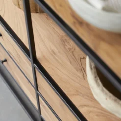 Agra - Bibliothèque En Acacia Massif Et Métal -Homezia Soldes Boutique 1200 1200 bibliotheque en acacia massif et metal agra 7