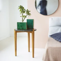 Nestor - Bout De Canapé En Teck Et Marbre Black