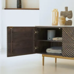 Bilal - Buffet En Manguier Massif Et Terrazzo 180 Cm -Homezia Soldes Boutique 1200 1200 buffet en manguier massif et terrazzo bilal 180 cm 2