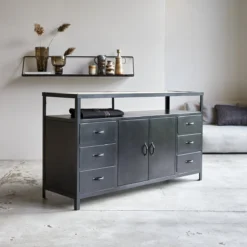 Industriel - Buffet En Métal 160 Cm -Homezia Soldes Boutique 1200 1200 buffet en metal industriel 160 cm 3