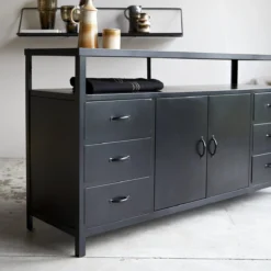 Industriel - Buffet En Métal 160 Cm -Homezia Soldes Boutique 1200 1200 buffet en metal industriel 160 cm 6