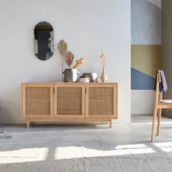 Luis - Buffet En Orme Massif Et Cannage 160 Cm