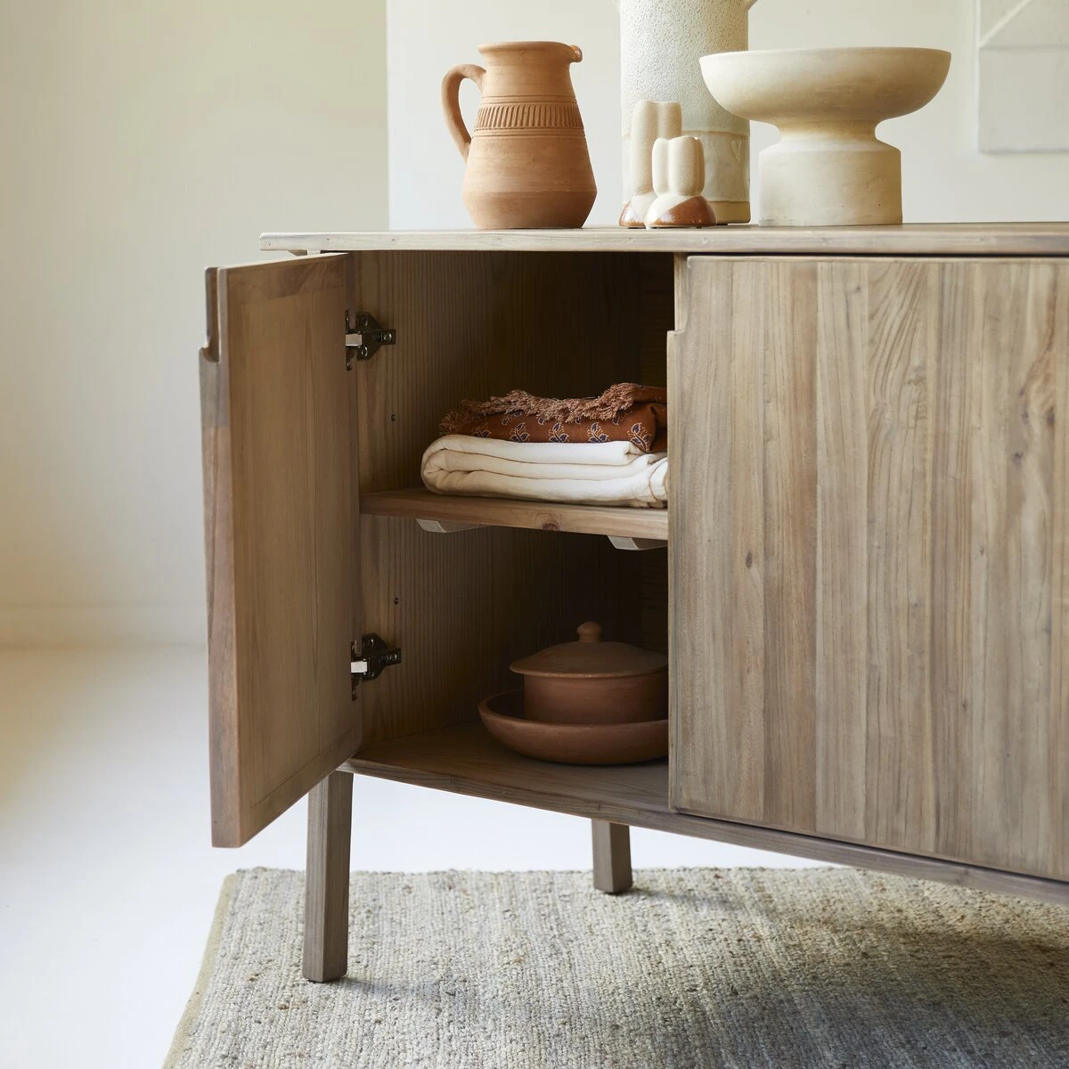 Hazel - Buffet En Pin Et Orme Massifs Recyclés 155 Cm 2 Hazel - Buffet En Pin Et Orme Massifs Recyclés 155 Cm – Image 2