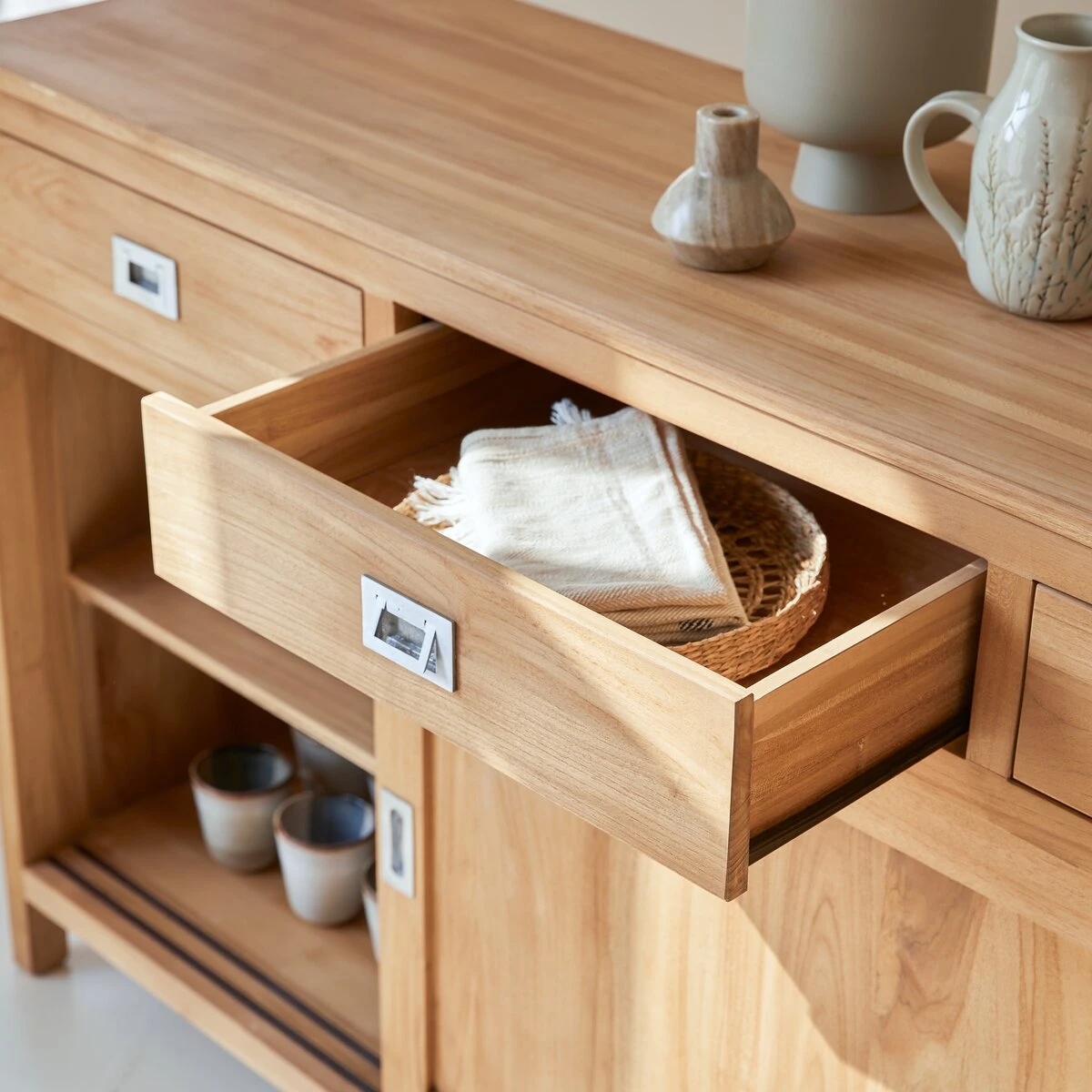 Coffee Tek - Buffet En Teck Massif 180 Cm 5 Coffee Tek - Buffet En Teck Massif 180 Cm – Image 5