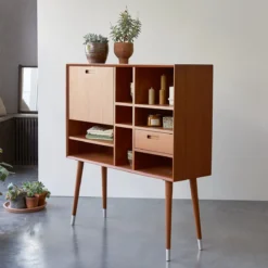 Magda 50's - Buffet Haut En Acajou Massif 130 Cm -Homezia Soldes Boutique 1200 1200 buffet haut en acajou magda 50s 130 cm 3