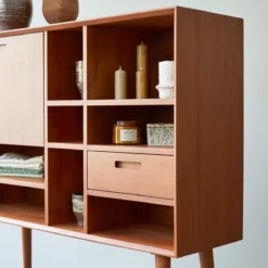 Magda 50's - Buffet Haut En Acajou Massif 130 Cm -Homezia Soldes Boutique 1200 1200 buffet haut en acajou magda 50s 130 cm 5