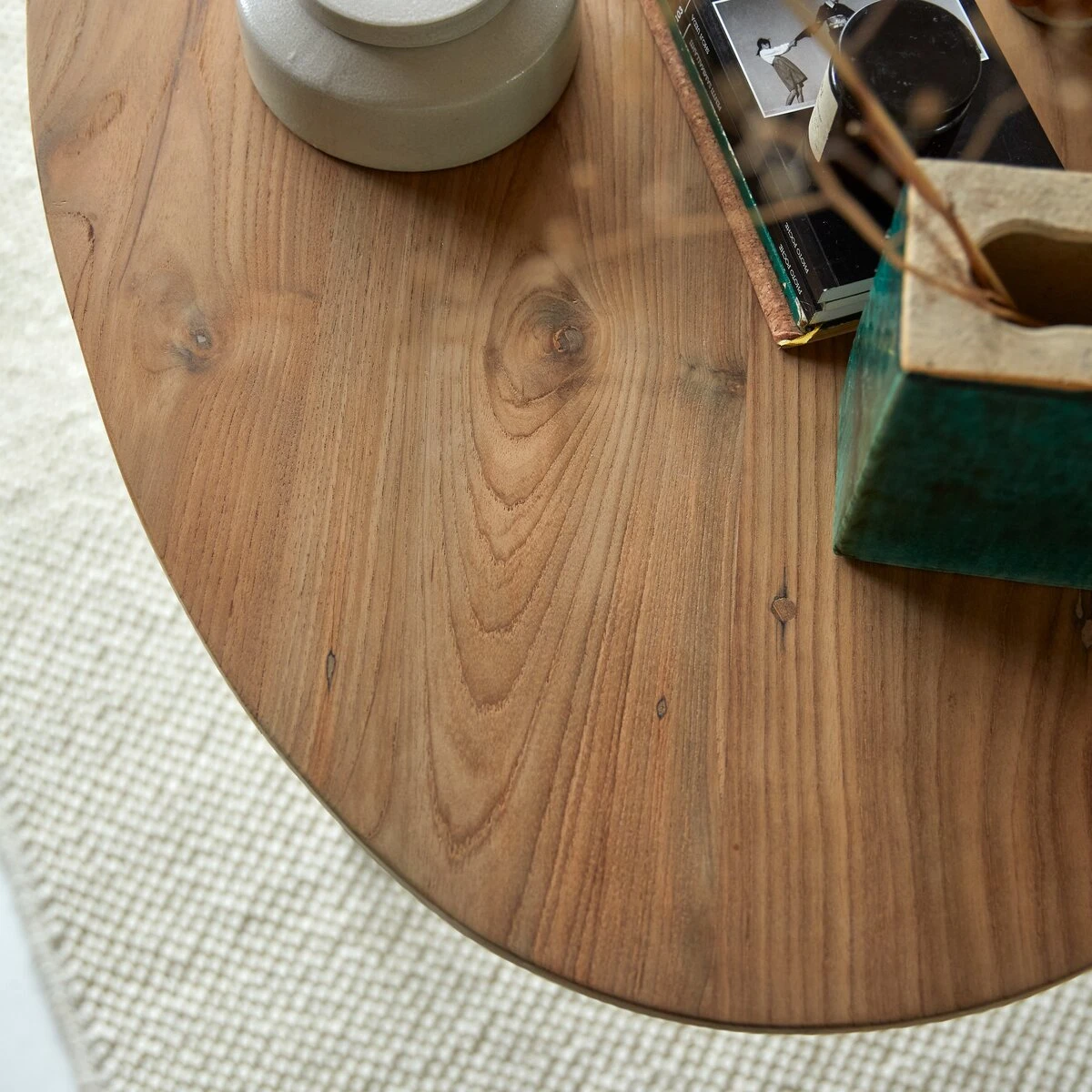 Elena - Bureau Ovale En Teck Massif Recyclé 2 Elena - Bureau Ovale En Teck Massif Recyclé – Image 2