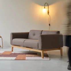 Bjorn - Canapé En Chêne Massif Et Tissu Marron 2 Places -Homezia Soldes Boutique 1200 1200 canape bjorn en chene massif et tissu marron 2 places 3