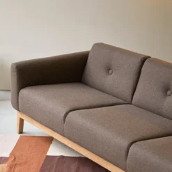 Bjorn - Canapé En Chêne Massif Et Tissu Marron 3 Places -Homezia Soldes Boutique 1200 1200 canape bjorn en chene massif et tissu marron 3 places 4