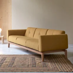 Bjorn - Canapé En Chêne Massif Et Tissu Moutarde 3 Places -Homezia Soldes Boutique 1200 1200 canape bjorn en chene massif et tissu moutarde 3 places 3