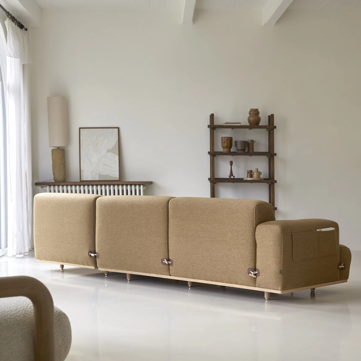 Duffle - Canapé D'angle Droit En Tissu Marron Et Chêne 295 X 170 Cm, 3 Places 7 Duffle - Canapé D'angle Droit En Tissu Marron Et Chêne 295 X 170 Cm, 3 Places – Image 7