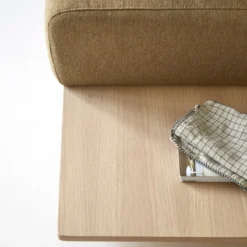 Duffle - Canapé 2 Places En Chêne Et Tissu Marron Avec Table Intégrée -Homezia Soldes Boutique 1200 1200 canape duffle 2 places en chene et tissu marron avec table integree 5