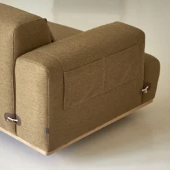 Duffle - Canapé 2 Places En Chêne Et Tissu Marron Avec Table Intégrée -Homezia Soldes Boutique 1200 1200 canape duffle 2 places en chene et tissu marron avec table integree 6