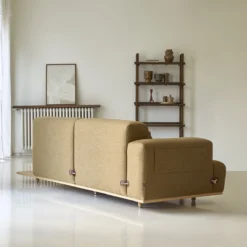 Duffle - Canapé 2 Places En Chêne Et Tissu Marron Avec Table Intégrée -Homezia Soldes Boutique 1200 1200 canape duffle 2 places en chene et tissu marron avec table integree 7