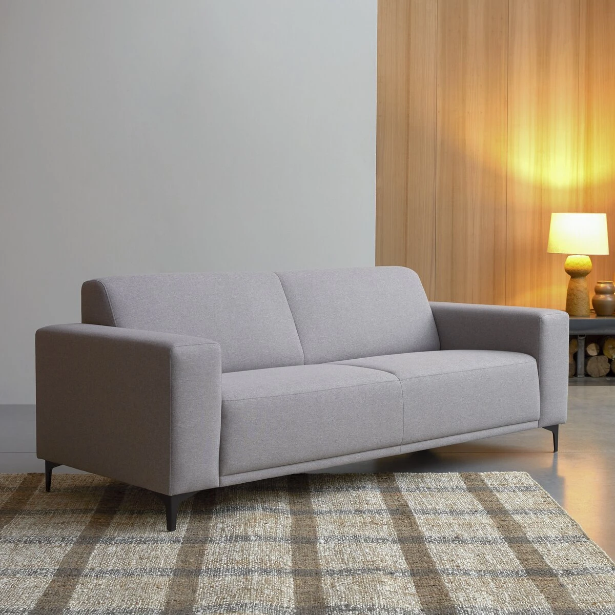 Lars - Canapé En Tissu 3 Places Gris 4 Lars - Canapé En Tissu 3 Places Gris – Image 4