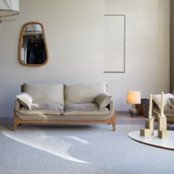 Woodnest - Canapé En Chêne Massif Et Tissu Linen 2 Places