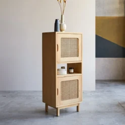 Luis - Colonne Basse En Orme Massif Et Cannage -Homezia Soldes Boutique 1200 1200 colonne basse en orme massif et cannage luis 3