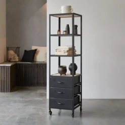 Industriel - Colonne De Salle De Bain En Manguier Et Métal -Homezia Soldes Boutique 1200 1200 colonne de salle de bain en manguier et metal industriel 3