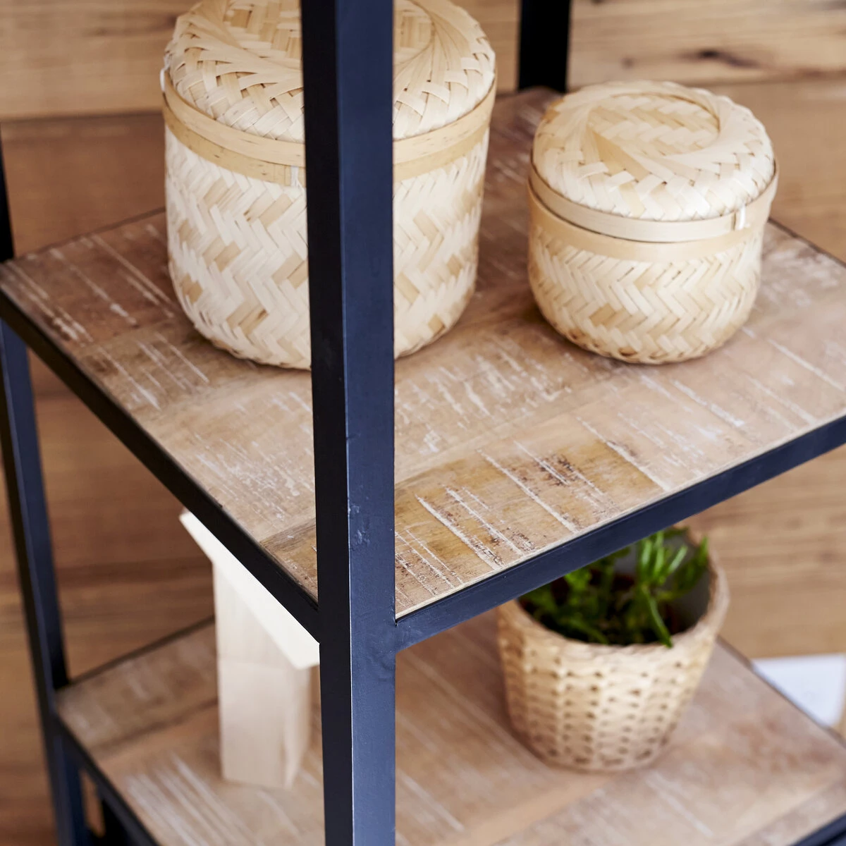 Industriel - Colonne En Manguier Et Métal 2 Industriel - Colonne En Manguier Et Métal – Image 2