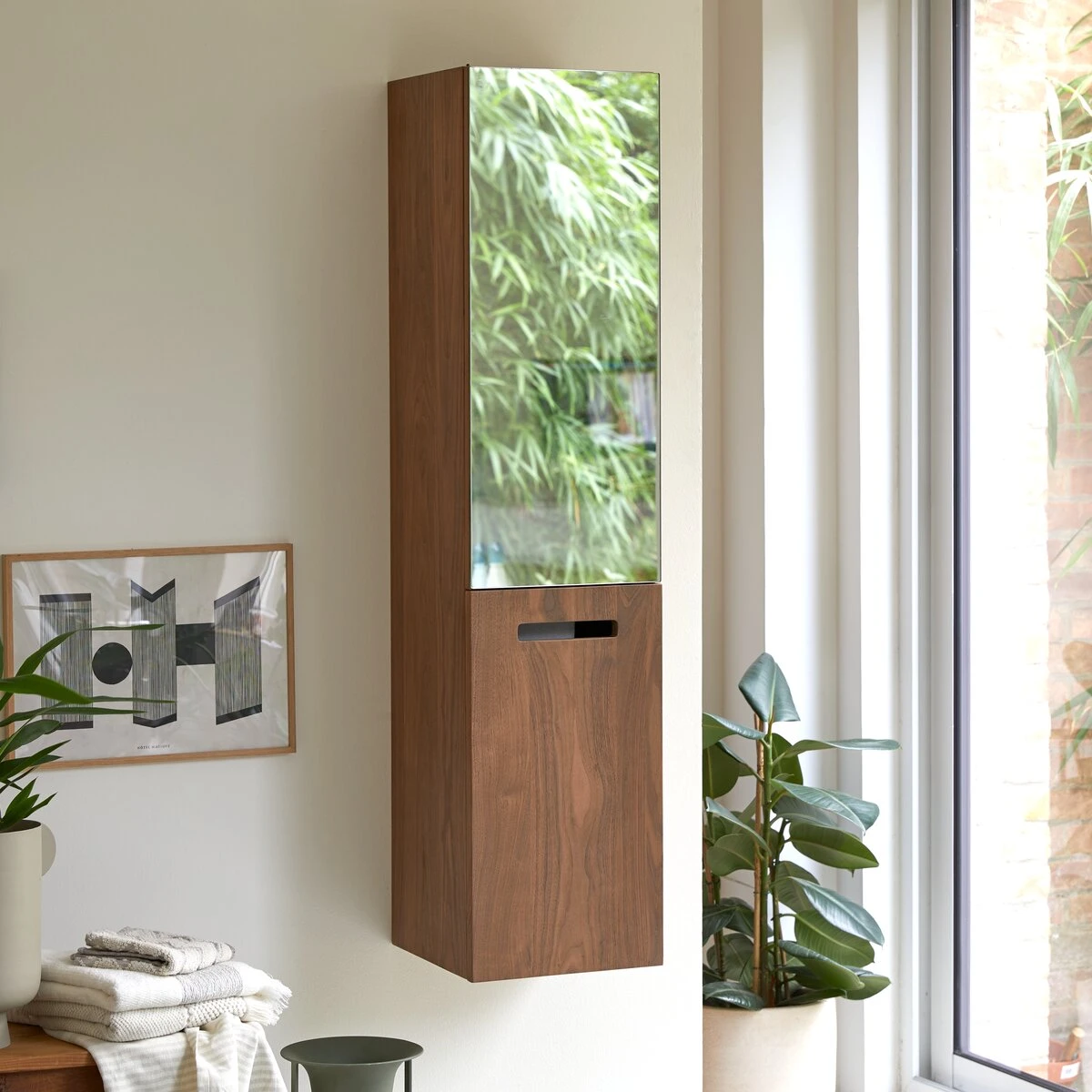 Line - Colonne Miroir En Noyer Massif 4 Line - Colonne Miroir En Noyer Massif – Image 4