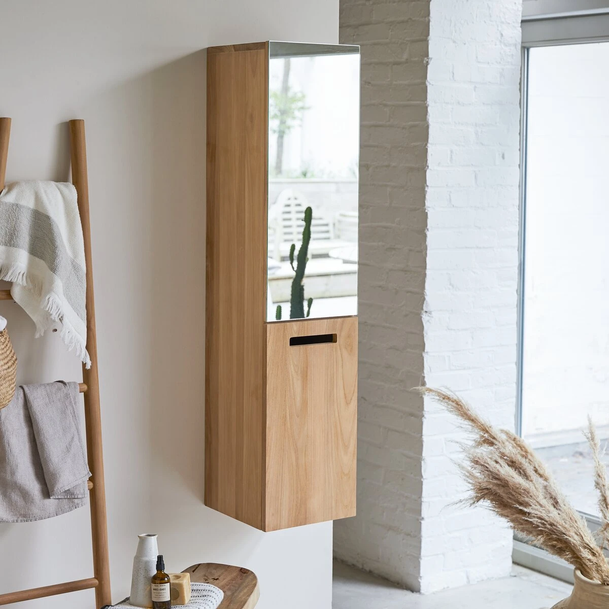 Line - Colonne Miroir En Teck Massif 4 Line - Colonne Miroir En Teck Massif – Image 4