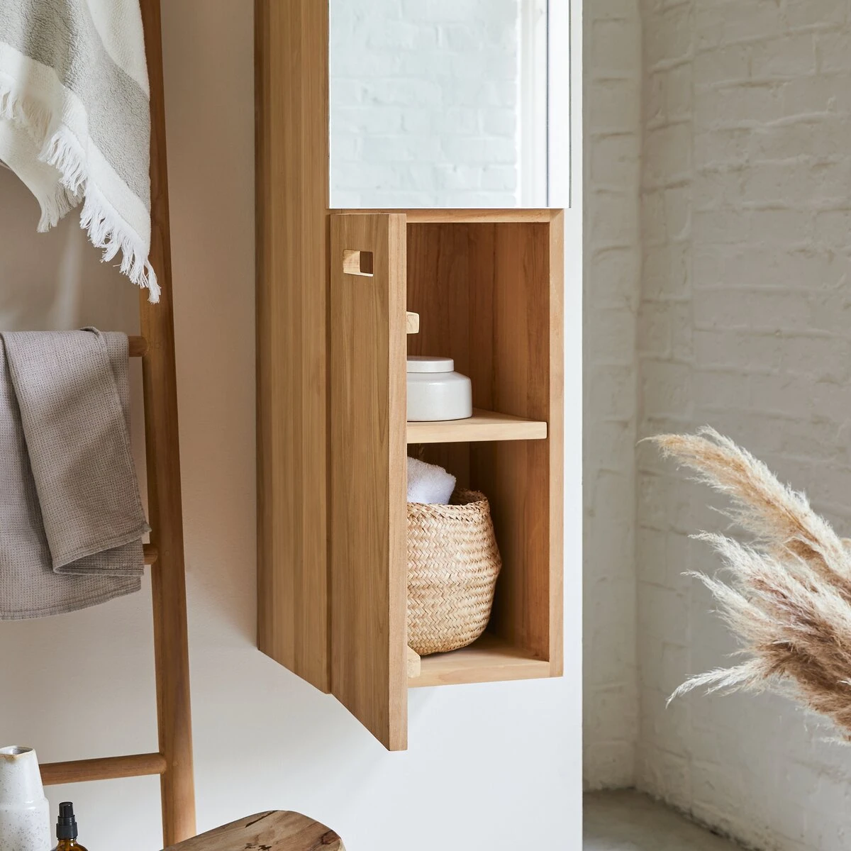 Line - Colonne Miroir En Teck Massif 5 Line - Colonne Miroir En Teck Massif – Image 5