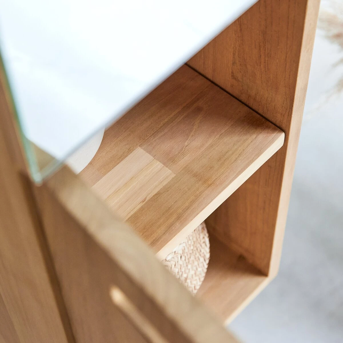 Line - Colonne Miroir En Teck Massif 6 Line - Colonne Miroir En Teck Massif – Image 6