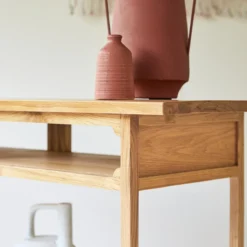 Clovis - Console 1 Tiroir En Chêne Massif -Homezia Soldes Boutique 1200 1200 console 1 tiroir en chene massif clovis 4