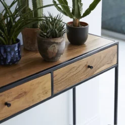 Agra - Console En Acacia Massif Et Métal -Homezia Soldes Boutique 1200 1200 console en acacia massif et metal agra 2