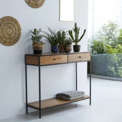 Agra - Console En Acacia Massif Et Métal -Homezia Soldes Boutique 1200 1200 console en acacia massif et metal agra 3