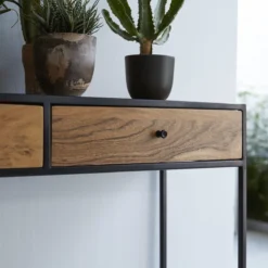 Agra - Console En Acacia Massif Et Métal -Homezia Soldes Boutique 1200 1200 console en acacia massif et metal agra 5