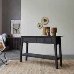 Thaki Black - Console En Pin Massif 2 Tiroirs -Homezia Soldes Boutique 1200 1200 console en pin 2 tiroirs thaki black 4