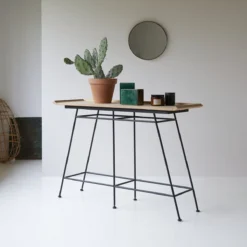 Ema - Console En Teck Massif Et Métal -Homezia Soldes Boutique 1200 1200 console en teck massif et metal ema 3