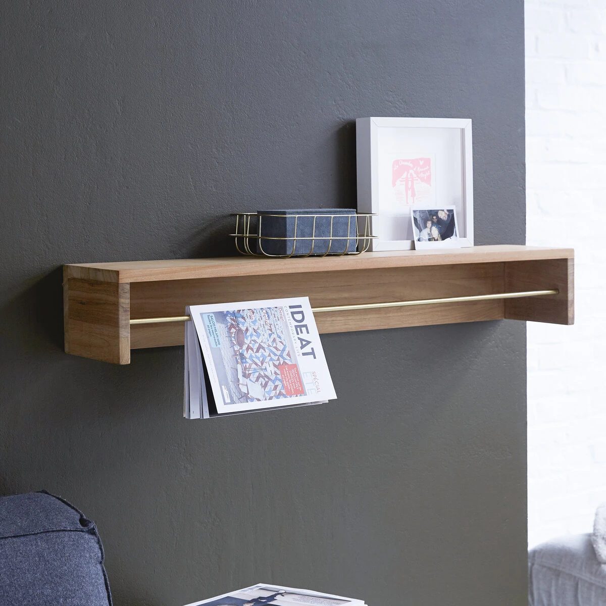 Sasha - Etagère Murale En Teck Massif 100 Cm 5 Sasha - Etagère Murale En Teck Massif 100 Cm – Image 5