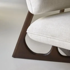 Brune - Fauteuil Bas En Mindi Massif Et Tissu écru -Homezia Soldes Boutique 1200 1200 fauteuil 1 place en tissu et mindi assise de salon bois tikamoon 10