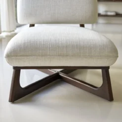 Brune - Fauteuil Bas En Mindi Massif Et Tissu écru -Homezia Soldes Boutique 1200 1200 fauteuil 1 place en tissu et mindi assise de salon bois tikamoon 11