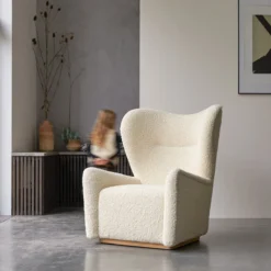 Sherpa - Fauteuil En Chêne Massif Et Tissu