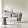 Yas - Fauteuil En Chêne Massif Et Tissu Gris